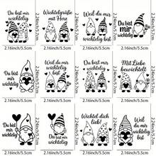 12pcs German Christmas Themed Gnome Pattern UV DTF Transfer Stickers - You Are My Gnome Christmas Heart Pattern Self-Adhesive Flowers, Suitable For Mugs, Bottles And Laptops - Multicolor - View 11