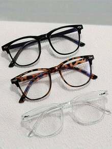 3pcs Men Anti-Blue Light Clear Acrylic Frame Glasses Clear Glasses - Multicolor - View 2