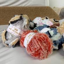 3 Groups Of 50g, Total 150G Faux Fur Yarn [1387] Feather Yarn Thread Skeins, Suitable For Weaving Hats, Scarves, Home Products, 100% Polyester, Approx. 32m/34 Yards Per Skein