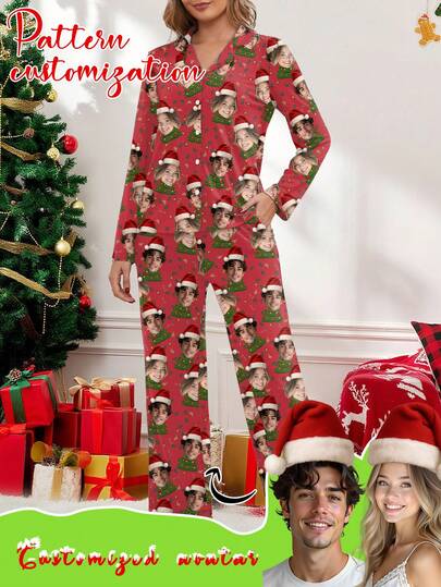 Conjunto de pijama personalizado para mujer, con diseños personalizados de mascotas, personajes o retratos, regalo de Navidad/vacaciones/mejor amigo, invierno