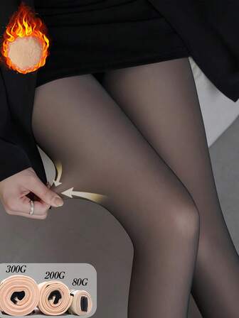 1pair 220g/80g/300g Women's Spring And Autumn Silk Stockings,Fleece Lined Tights,Sexy Translucent Pantyhose Women Thicken Thermal Tights Leggings, Plus Size Leggings,Autumn And Winter Thick Plush Warm Leggings And Pantyhose, Winter Work And Business Tight Pants (Suitable For -5-15 ° C)