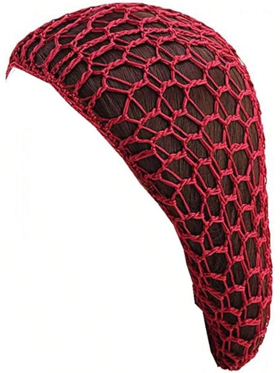 Women Soft Rayon Snood Hat Hair Net Crocheted Hair Net Mix Colorshalloween - Fw-12-葡萄酒 - 查看 1