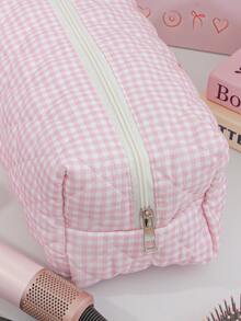 1 pezzo Borsa per asciugacapelli con stampa a quadretti, borsa per conservare arricciacapelli, borsa da viaggio multifunzionale per asciugacapelli portatile, borsa per cosmetici e accessori per la cura dei capelli, borsa da viaggio per accessori da toilette, grande capacità, protettiva per piastra per capelli e arricciacapelli