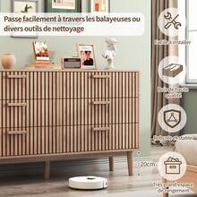 MISNODE Chest Of Drawers, Storage Cabinet With 6 Drawers, Modern Chest Of Drawers With Tapered Legs, Sideboard With Tall Drawers For Bedroom, Living Room, Hallway, Wood Color, 100x34x73cm - 原木色 - 查看 2