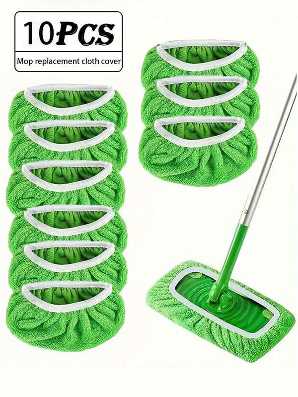 1/3/5/10 PIEZAS Almohadillas de repuesto reutilizables de color verde para trapeador - Almohadillas de microfibra lavables para trapeador húmedo y seco compatibles con escobas, perfectas para la limpieza de superficies y pisos de madera dura (No se incluye el trapeador)