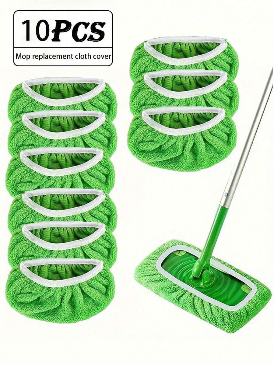 1/3/5/10 pièces Tampons de rechange de vadrouille verte réutilisables, compatibles avec les vadrouilles à balai. Parfaits pour le nettoyage des surfaces et des sols en bois dur (la vadrouille n'est pas incluse)