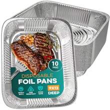 Aluminum Pans 9x13 [10 Pack] Aluminum Foil Trays Disposable For Baking BBQ Grilling Roasting Cake Serving Dishes Catering Plies Steam Table Chafing Pans Half Size Tin Foil Pan