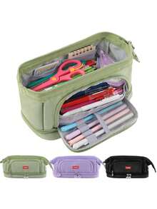 1 pieza Estuche para lápices de gran capacidad y multifuncional, bolsa portátil para lápices con cremallera, organizador de lápices, caja de lápices de papelería, regalo ideal para volver a la escuela