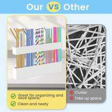 9,5" großer Acryl-Strohhalter-Organizer mit starkem Klebeband, Strohhalter-Aufbewahrungsbehälter für Schranktüren, Trinkhalme-Spender für Küchentheke