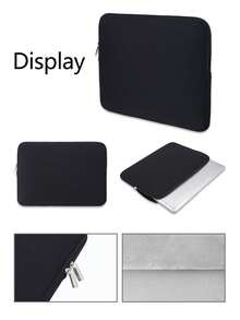 1pc Polyester Padded Solid Color Large Capacity Fully Enclosed Tablet Sleeve, Suitable For 11/13/14/15.6 Inch Tablets, Lightweight Zipper Design - Multicolor - View 6