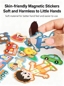 DIY 磁性安静书 – 互动感官学习，包含 2 个主题 | 儿童精细运动技能活动 | 送给男孩和女孩的教育礼物 DIY 安静书，无需制作磁性贴纸即可改变场景 手工制作的卡通贴纸 - 彩色 - 查看 6