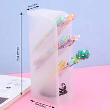 1个/2个装 4格竖式大容量笔筒：透明笔筒，倾斜式设计，适用于钢笔和马克笔等美术用品，适合学生使用，采用耐用塑料制成，可收纳彩色铅笔、马克笔等。是学校和美术工作室整理桌面的理想之选。 - 彩色 - 查看 5