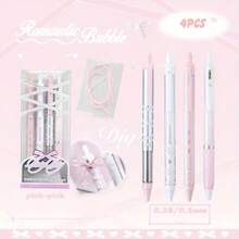 4pcs/Set Ballet Lace Ballpoint Pens, Black Gel Pens, 0.38/0.5 Neutral Pens, Office & School Supplies, Holiday Gifts, Event Prizes