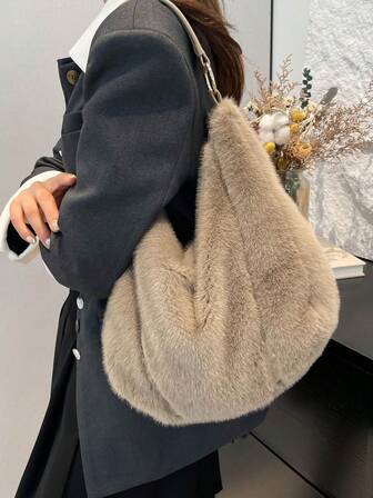 Ny mode mångsidig minimalistisk enfärgad retro mjuk läder halvmåneformad handväska med stor kapacitet, nischad high-end casual daglig college shopping lätt lyxig koreansk stil semesterresor crossbody-väska för kvinnor