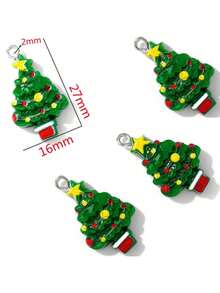 10pcs/Set New Resin Christmas Pendant Assortment, Santa Claus, Christmas Tree, DIY Jewelry Accessories, New Year Decor