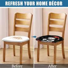 1/4/6/40 pièces Housse de chaise amovible et extensible en fibre de lait avec imprimé bonhomme de neige de Noël, avec chapeau de Père Noël, écharpe, gants, flocons de neige, branches de pin, motifs de boîte-cadeau rouge. Convient pour la salle à manger, la cuisine, le restaurant, l'hôtel. Coussin de siège amovible et doux.