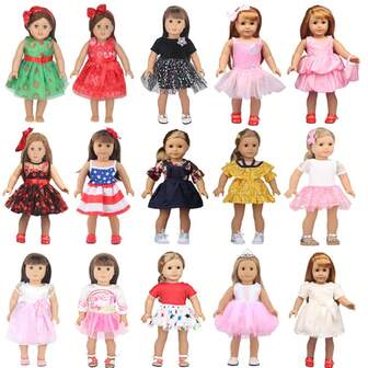 18-Inch Reborn Baby Doll Dress Set, Including Tulle Dress, Princess Dress, Sequin Dress, Unicorn Dress, Rabbit Dress, Striped Dress, Cake Dress, Fashionable And Cute Doll Clothes, Role Play Toys For Girls And Boys, Christmas Stocking Stuffers, Holiday Party Decor, Collectibles