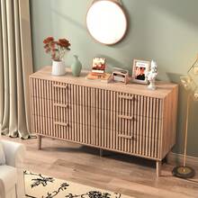 MISNODE Chest Of Drawers, Storage Cabinet With 6 Drawers, Modern Chest Of Drawers With Tapered Legs, Sideboard With Tall Drawers For Bedroom, Living Room, Hallway, Wood Color, 100x34x73cm - 原木色 - 查看 8
