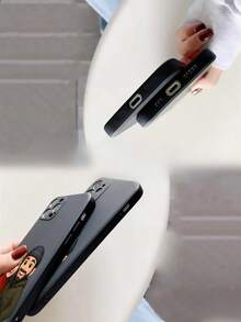 1 Stück personalisierter Weihnachts-Cartoon-Charakter Muster Handyhülle mit individuellem Namen, stoßfest, vollständige Abdeckung, schwarz, modisch, farbig, retro, süß, minimalistisch, spaßig, personalisiert, einzigartig, ideales Geschenk für ihn, ideales Geschenk für sie, Freund, Freundin, Familie, Freunde, Großeltern, Paare, Jahrestag