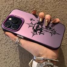 Mode Schwarzes Kreuz Liebe Plattierung Hülle für iPhone SE4 16E 12 16 15 14 13 11 Pro Max XS X XR 8 7 Plus SE 2020 Stoßfeste Rückseite Etui