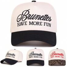 1 件女式“Brunettes Have More Fun”卡车司机帽，刺绣字母图案棒球帽，街头时尚 5 片帽，户外防晒休闲帽，适合春季、秋季、旅行、海滩 - 彩色 - 查看 8