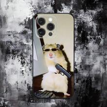 Funda de Teléfono de Hámster de Gimnasio Linda Compatible con  16,15,14,13,12,11,Pro,Max,Plus,X,XS,SE,E,Mini, Funda Negra de Silicona Suave, Compatible con Funda de  17, Funda de  17 Pro, Funda de  17 Pro Max - z5 - Ver 13