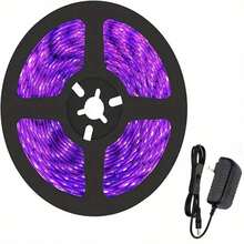 32. 8ft/16. 4ft LED Black Light Strip Kit 600 Units Lamp Beads 12V Flexible Blacklight Fixtures 10m/5m LED Ribbon Non-Waterproof Black Lights For Glow Party Indoor Birthday Party Body Paints Halloween - 美規A型插(110-127V) - 查看 9