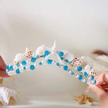 1pc Bohemian Beach Style Mermaid Bridal Headband, Multi-Functional Shell, Starfish, Conch, Faux Pearl Mermaid Princess Hair Accessory, Suitable For Weddings And Parties