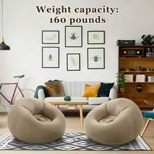 1pc Soybean Bag Chair, Inflatable Sofa Chair, Soft, Comfortable, Outdoor, Lazy Seat, Tatami Chair, Sofa Cover, Lazy Sofa, Circular Single Sofa, Living Room, Office Lunch Break, Outdoor Picnic Camping, Father'S Day Gift - 球形沙發 - 深藍色 - 查看 4