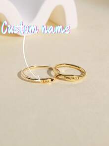 1pc Personalized Name Ring, 18k Gold Plate Name Ring , Best Gift For Her Birthday