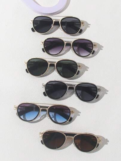 1 Kính râm phi công thời trang nam hai cầu, gọng kim loại, thích hợp đeo hàng ngày và lái xe