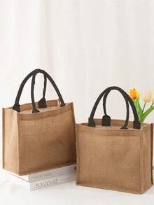 Sac fourre-tout en lin multifonction de grande capacité, sac à main multifonction, sac de courses, convient pour les déplacements quotidiens au printemps et en été, sac de plage attrayant en été, sac à main en lin de couleur unie, sac cadeau personnalisé, peut être un sac cadeau fait maison, léger, sac de courses multifonction, sac à main en lin