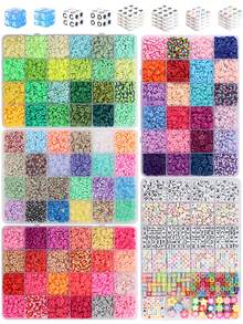 3500 Stücke/7200 Stücke/10600 Stücke Ton-Perlen Armband Bastelset, Freundschaftsarmband Sets mit flachen Perlen für Schmuckherstellung, Polymer Heishi Perlen Set für Armbänder, Halsketten DIY Basteln