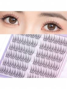 60 cụm mi giả dán sẵn 11-12mm, mi tự nhiên, không cần keo, có thể uốn cong và tạo hiệu ứng mi mỏng nhẹ, mi giả riêng lẻ có thể tái sử dụng, tự dính, quà tặng cho phụ nữ và bé gái, dụng cụ trang điểm Hàn Quốc và Nhật Bản dùng hàng ngày. - C - Xem 4