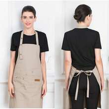 1件装涤纶轻薄透气厨房男女服务员烹饪餐厅口袋可调节挂脖男士美甲店美容院围裙女士围裙