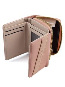 BATSIOE Women's Short Patchwork Color Block Wallet Fashionable Trifold Small Clutch Purse Student Pouch With Zipper Coin Pocket Perfect Gift For Women And Girls Money Wallet Mini Wallet Purse Wallet Y2K Small Wallet Cute Wallet