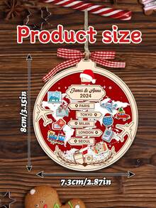 1pc Customized Personalized Travel Adventure Decor, Travel Christmas Decor, Travel Decor, Travel Gift, Couple Travel, Christmas Tree Ornament, Christmas Decor, Christmas Gift, Ideal Christmas Gift For Friends, Family And Travelers. Personalized Gift, Home Decor, Autumn Decor, Autumn Home Decor, Car Accessories, Christmas, Christmas Home Decor, Christmas Gift, Christmas Decoration - Multicolor - View 7