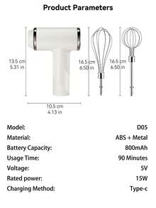 1个USB充电式无线奶油打蛋器，迷你手持电动打蛋器，双头可更换搅拌头，厨房电器 - 彩色 - 查看 9
