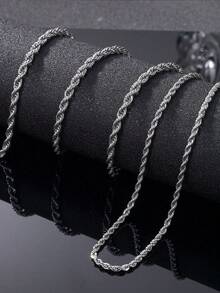 3mm Stainless Steel Twist Chain Necklace For Men And Women, Silver Chain, 18/20/22/24 Inches, Suitable For Party, Daily Wear, Holiday Gift