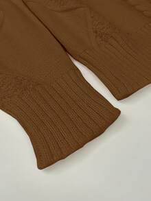 Vintage Women's Diamond Twist Knit Sweater - Chocolate Brown - View 3