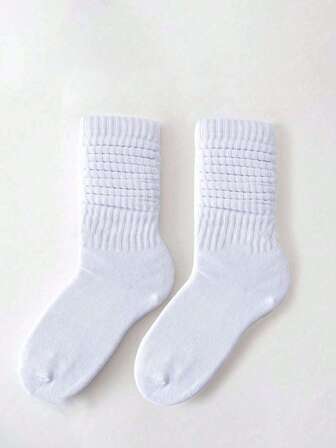 1 双女士长款堆积袜、过膝袜、中筒袜、纯色小腿袜、休闲袜，简单且适合所有季节，非常适合日常穿着