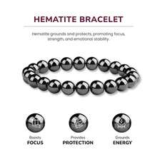 4/6/8mm Natural Hematite Stretch Bracelet, Handmade Unisex Crystal Bracelets For Meditation, Yoga, Spiritual Healing & Positive Energy