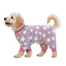 Pyjama en peluche pour chien pour temps froid, vêtements pour 4 pattes. Vêtements d'hiver pour chiens de petite, moyenne et grande taille avec pieds. Combinaison d'hiver douce et chaude pour animaux de compagnie - Rose pâle - Voir 10