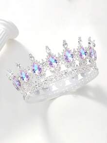 1pc Bride Gold Crown Headpiece, Crystal Princess Tiara, High-End Wedding/Birthday Crown