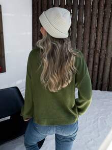 Women's Christmas, Casual Comfortable Romantic Retro Modern Commute Office Elegant Christmas Knitted Sweater, Crew Neck Pullover, Suitable For Christmas Party, Holiday, Date Night, Home, Office, Daily, Travel, Tea Party, Country Music Concert, Spring, Autumn, Winter