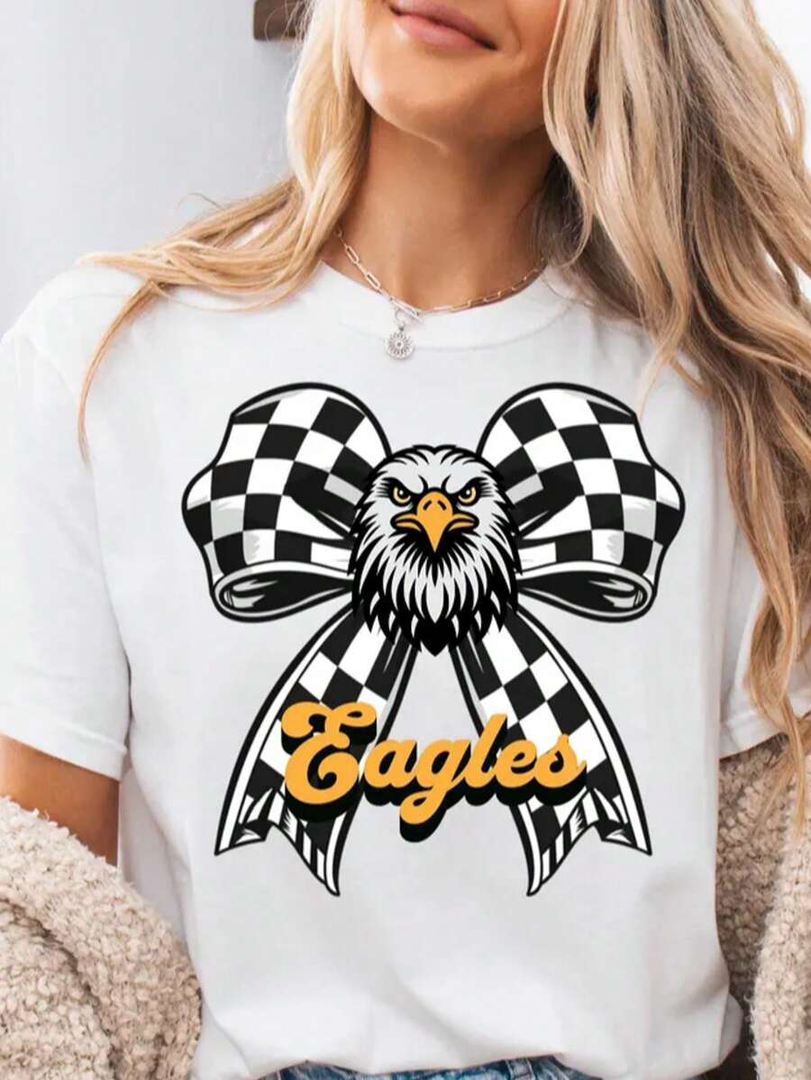 Comfort Colots Tshirt Eagle Shirt, Eagle Softball Baseball Football, Sports Mascot Shirt For Women Graphic Tee T-Shirt, 100% Cotton - 白色006 - 查看 1