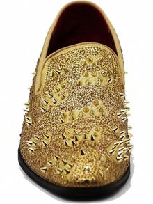 Men Fashion Rhinestones Studs Slip On Loafer Dress Shoes WBG-20256688 - 金色(02) - 查看 10