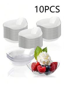 1/5/10/20/30/40/50/100个迷你甜点盘，迷你透明甜点碗，叶形迷你开胃菜盘，可重复使用的叶形调味碗，蛋糕/沙拉/蘸酱品尝盘，适用于婚礼、派对、生日聚会、户外露营、烧烤等场合。 - 彩色 - 查看 11