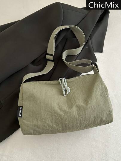 时尚新款纯色学院风大容量单肩包，轻便休闲，简约百搭，系带装饰，适合购物、携带钱包、休闲外出，尤其适合年轻女性、大学生、职场新人及白领人士。也非常适合办公室、大学、工作、商务、通勤、户外活动、旅行和郊游等场合。