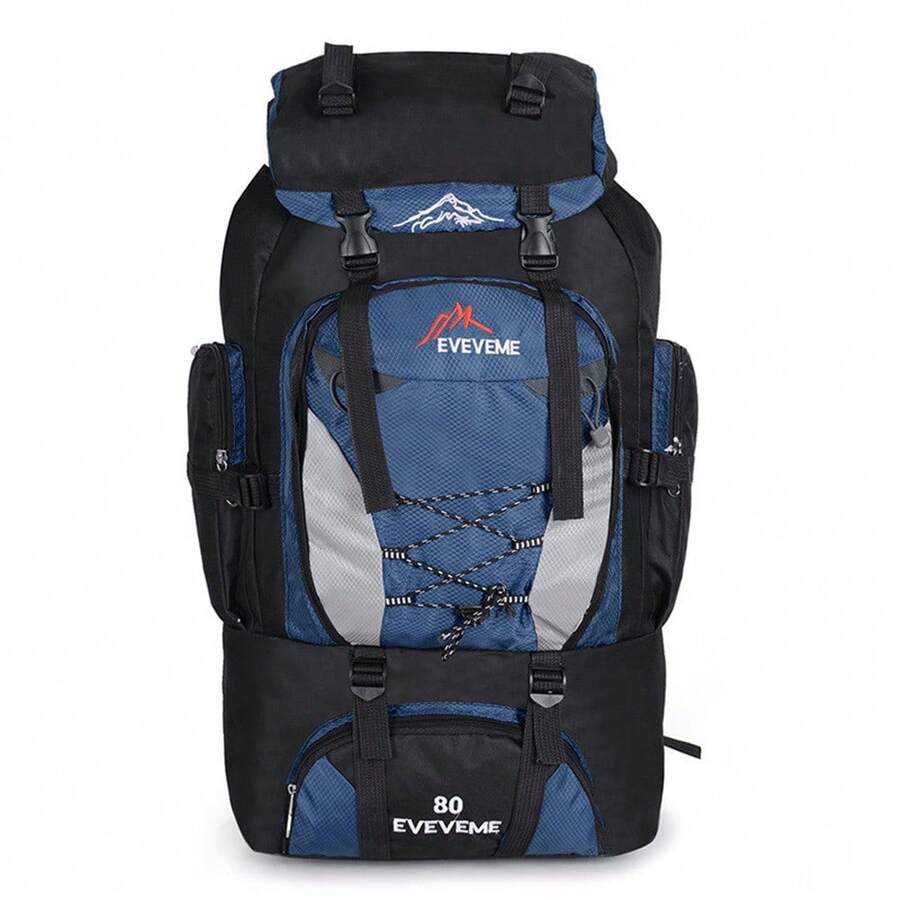 80L Extra Large Hiking Camping Backpack Rucksack Waterproof Travel Luggage Bag Blue - Blue - View 1